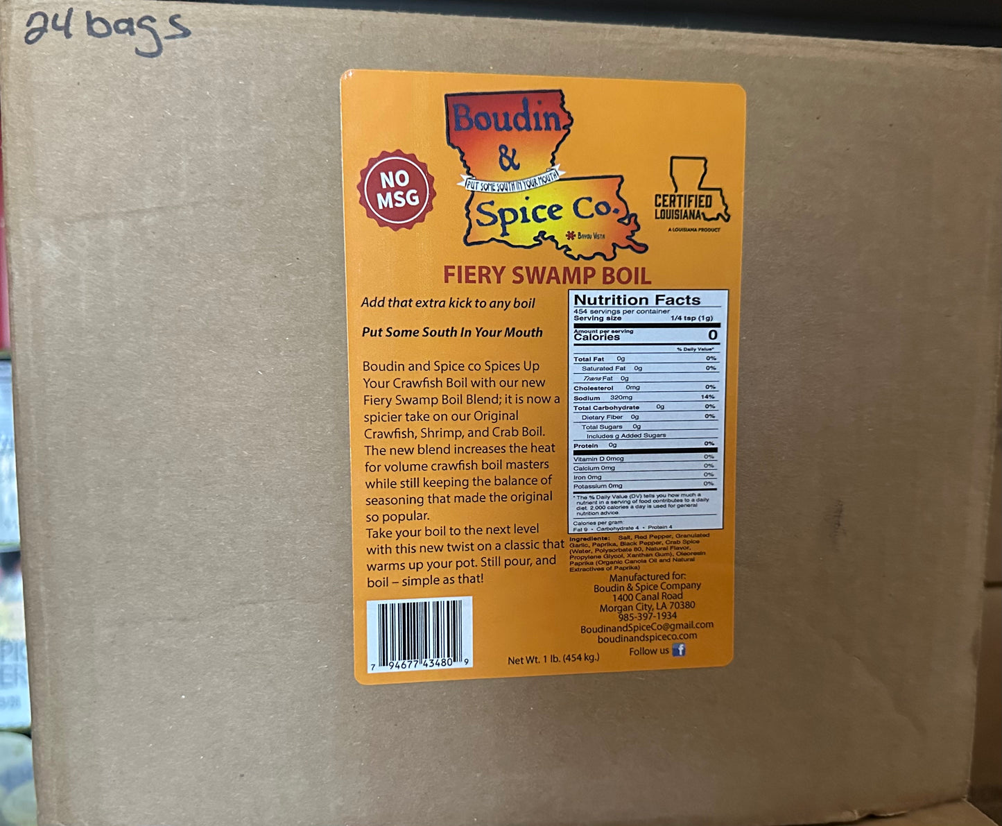 24/1 LB Fiery Swamp Boil Crab, Crawfish and Shrimp Boil Boudin and Spice Co.