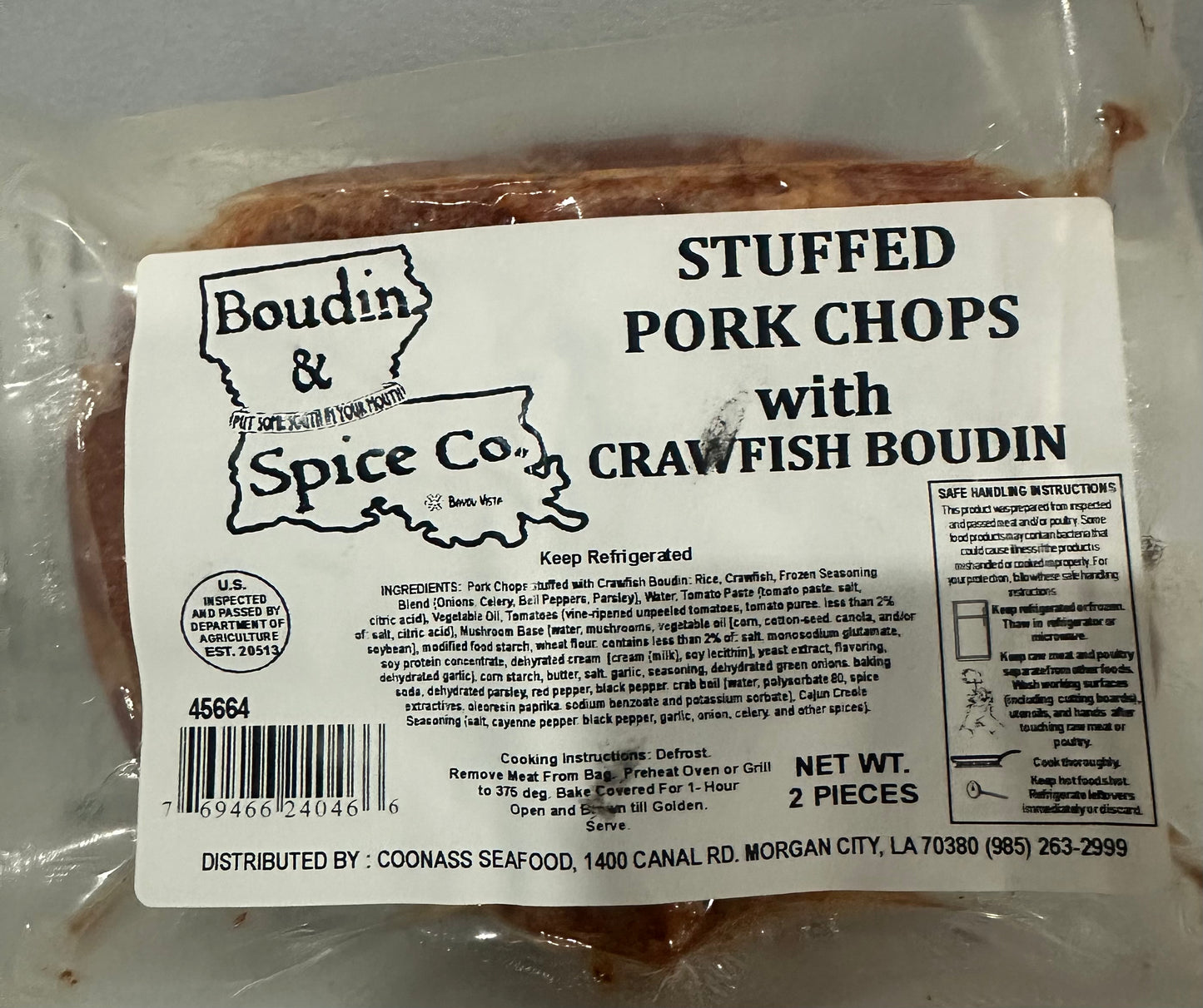 Crawfish Boudin Stuffed Porkchops