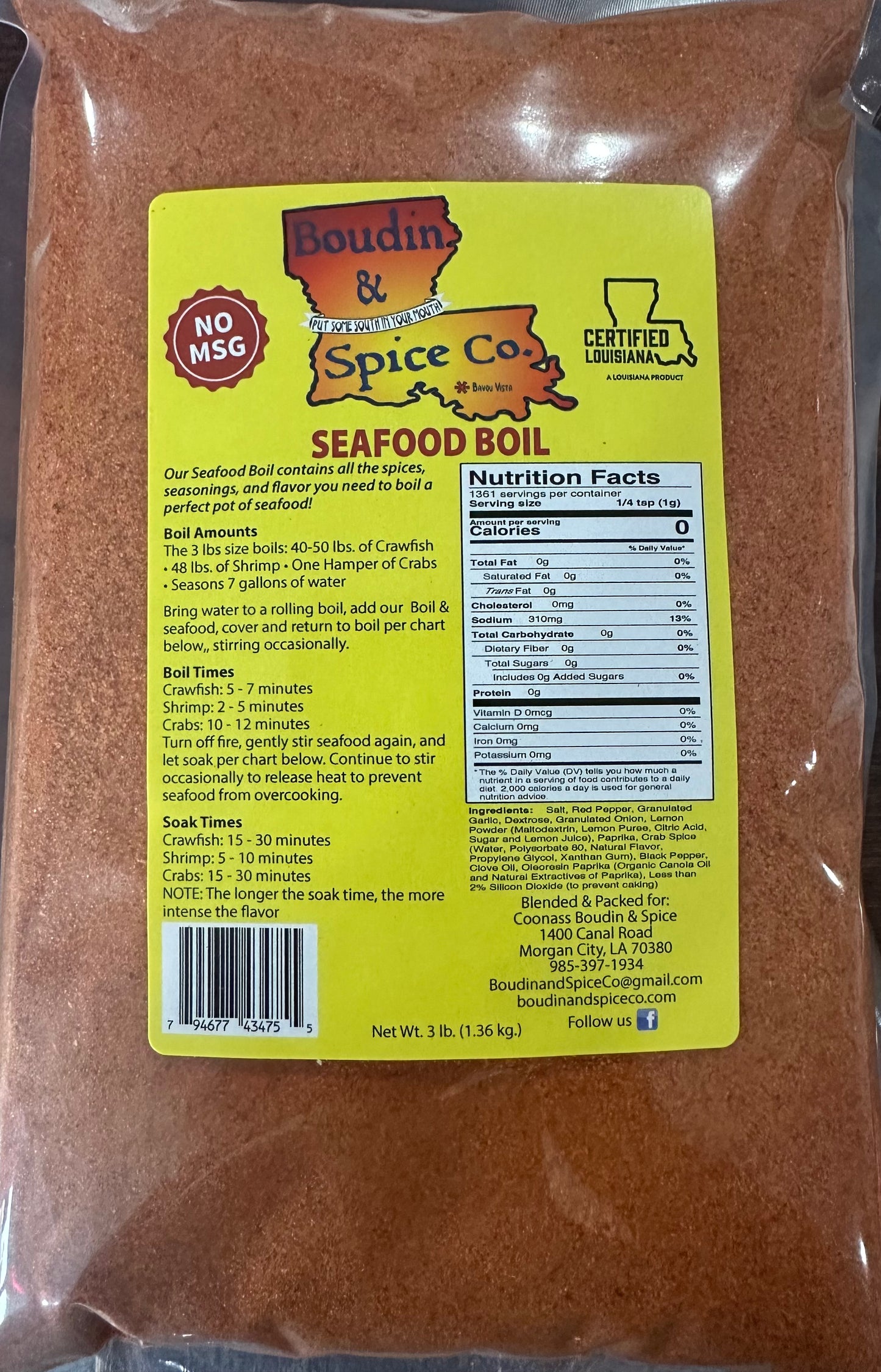 3 Lb Crab, Crawfish and Shrimp Boil (INT)