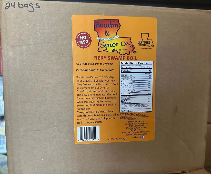Fiery Swamp Boil Crab, Crawfish and Shrimp Boil Boudin and Spice Co.