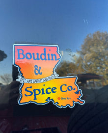 Boudin and Spice Co. window decal sticker"