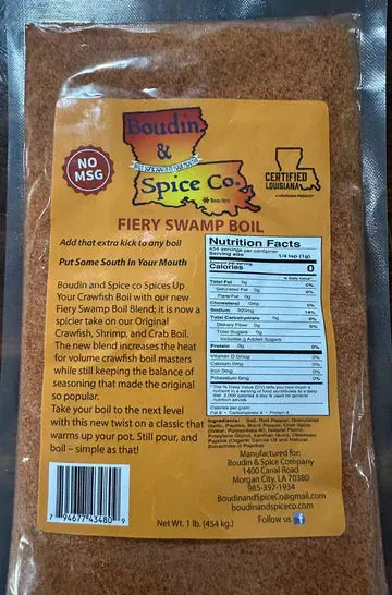 24/1 LB Fiery Swamp Boil Crab, Crawfish and Shrimp Boil Boudin and Spice Co.