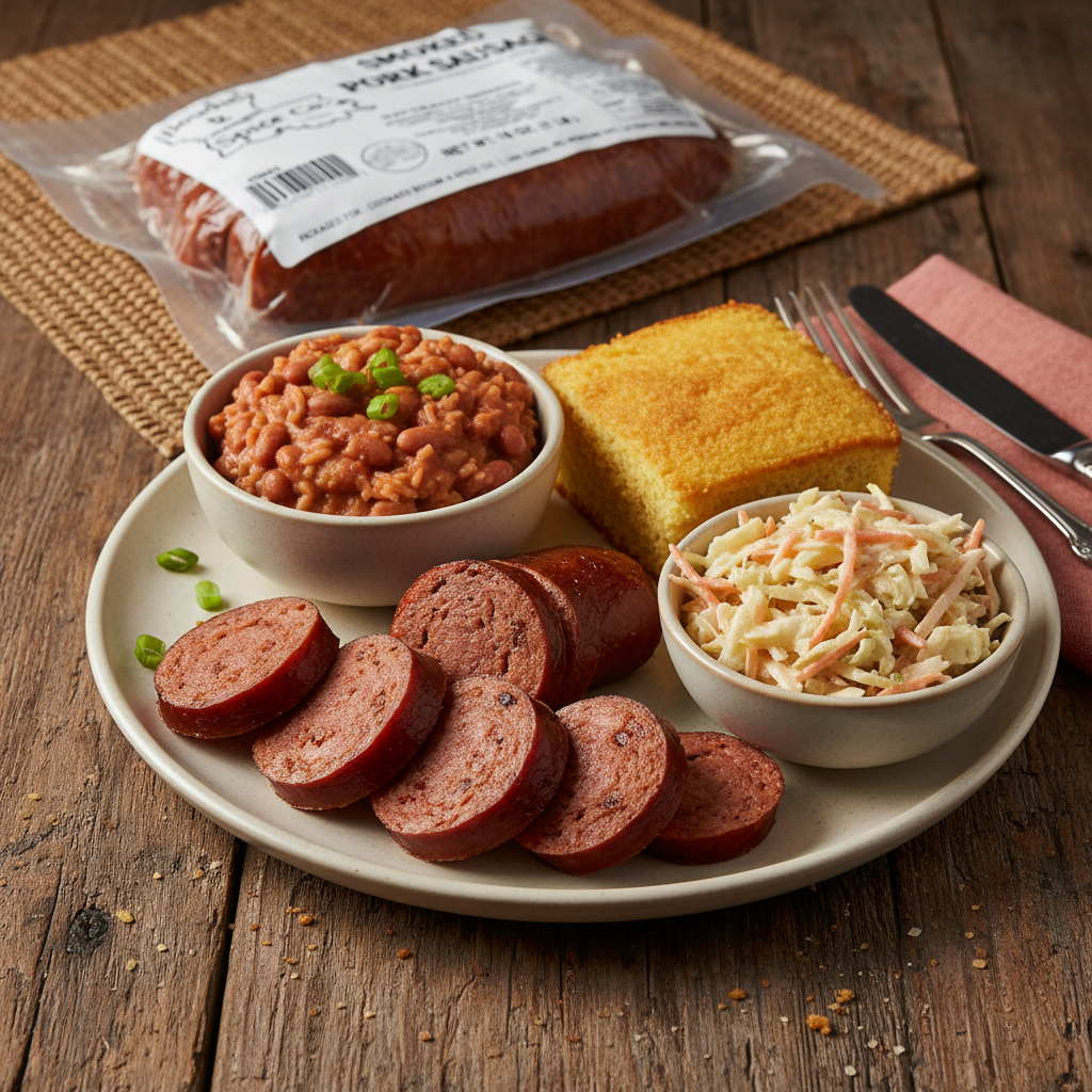 Smoked Pork Sausage Plated